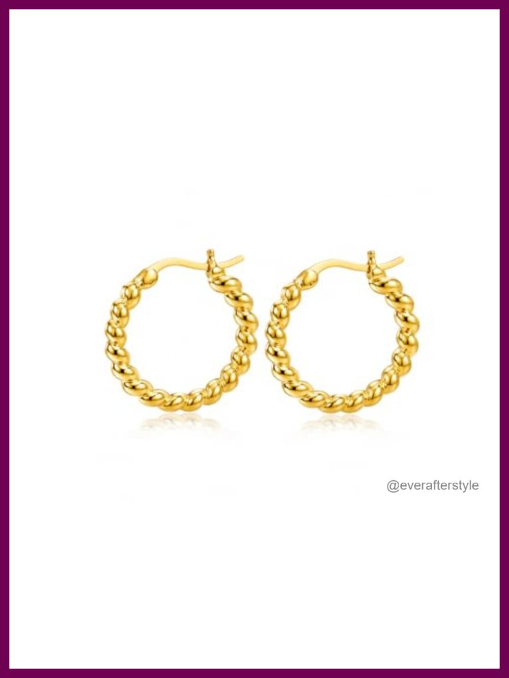 14K Yellow Gold Plated Twisted Rope Huggie Hoop Earrings Women Cable-Knit